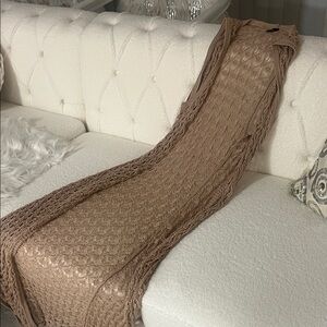 Boho Crochet Cover-Up Dress / Long Vest – Neutral Beige